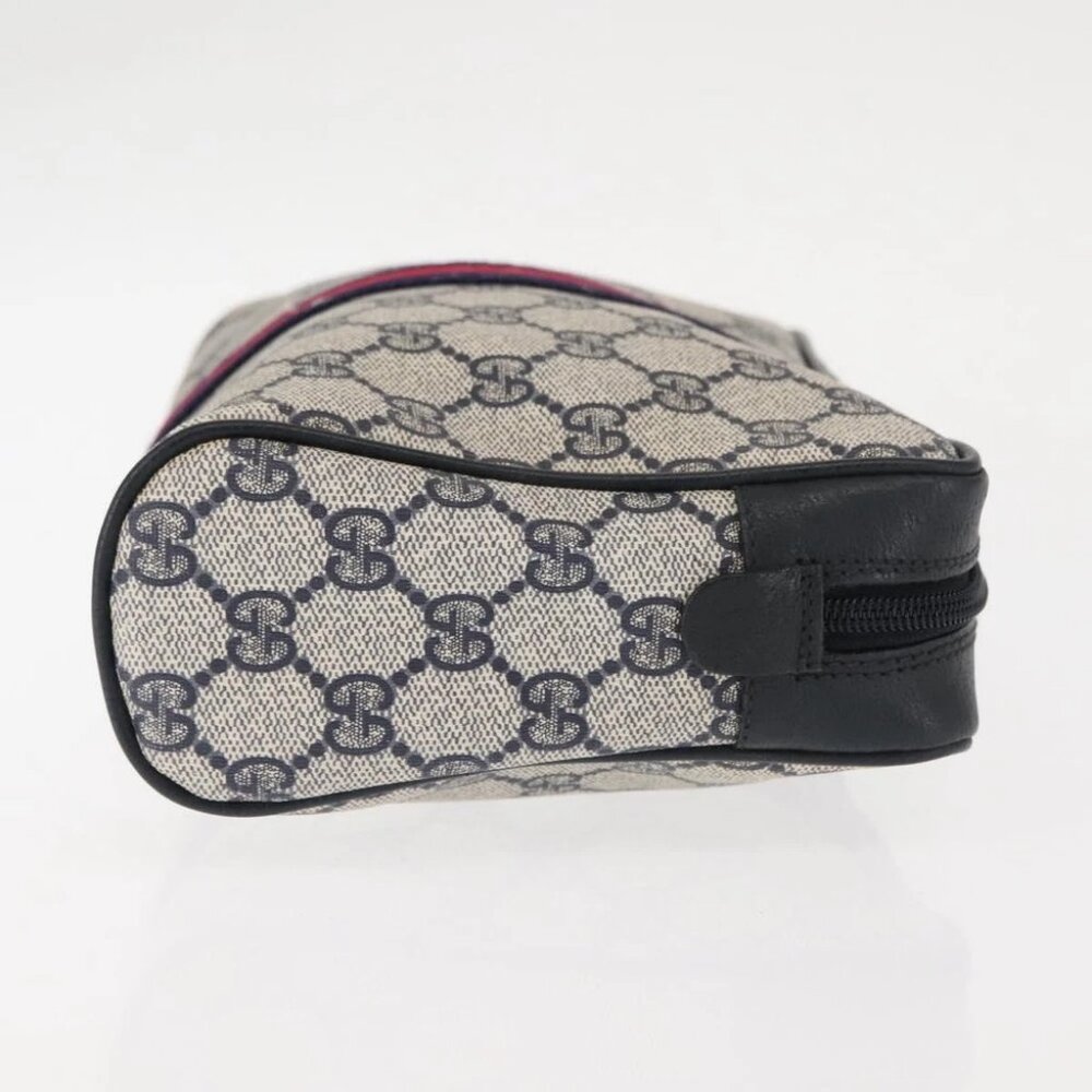 GUCCI GG Supreme Sherry Line Clutch Bag Red Navy - Picture 5 of 14